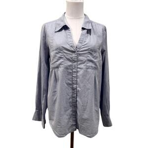 Joie Blue Button Down Shirt Medium Blue 100% Cotton Long Sleeve Resort Summer